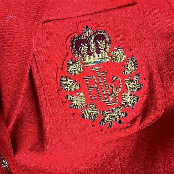 Lauren RL Red Jacket Embroidered 3D Crest Patch  Wool Size 4P - Picture 7 of 13